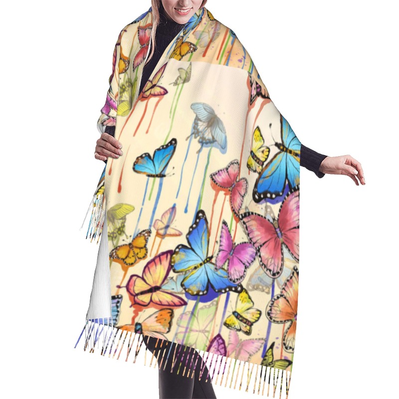 Woven Scarf Blanket - Bufanda de Cachemira Retro con Estampado
