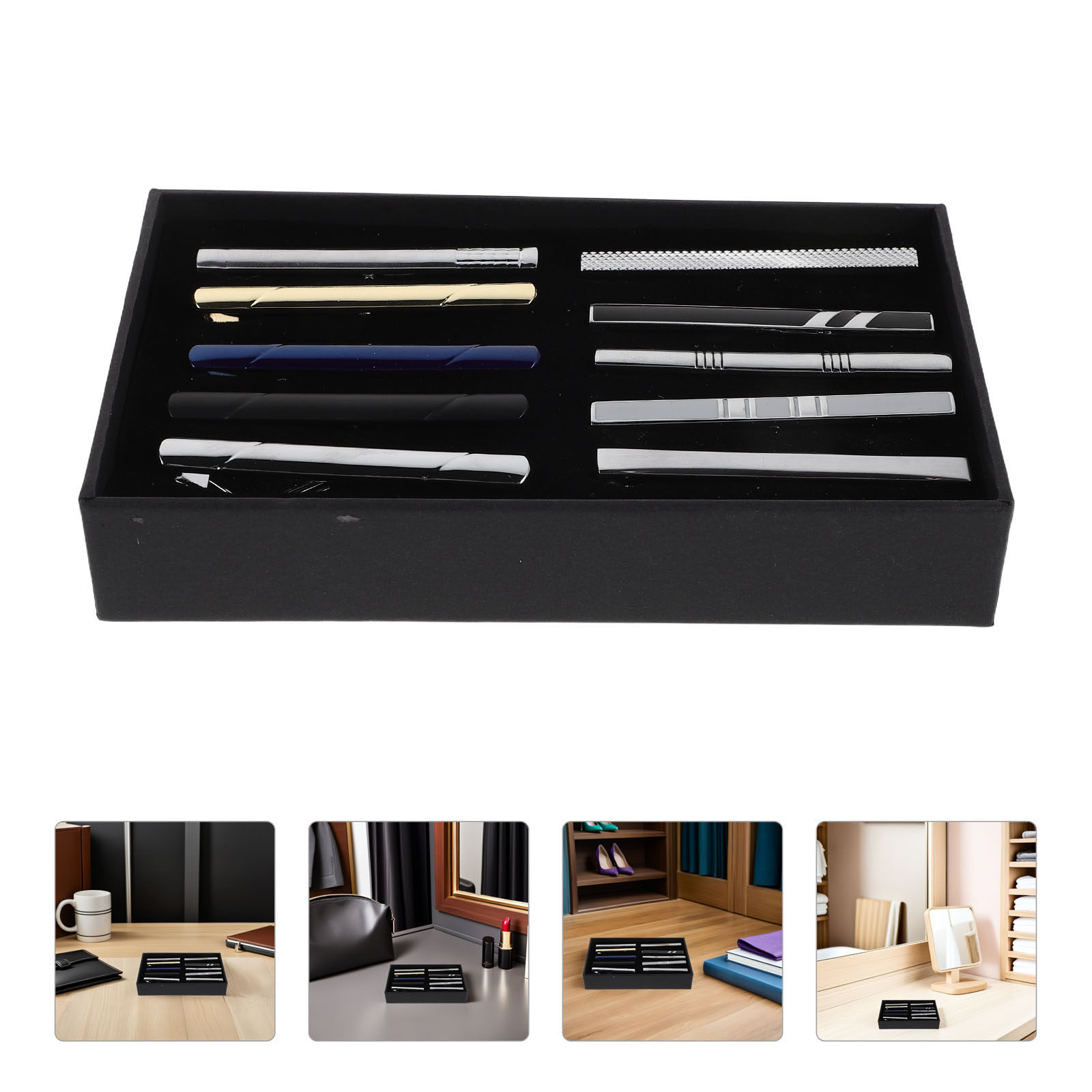 Tie Bar Set Gift - Juego de 10 pinzas para corbata,