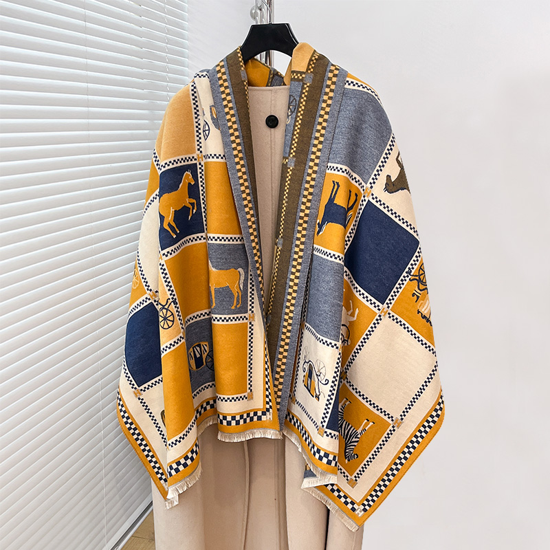 Woven Scarf Blanket - Poncho de Lujo Cálido de Cachemira