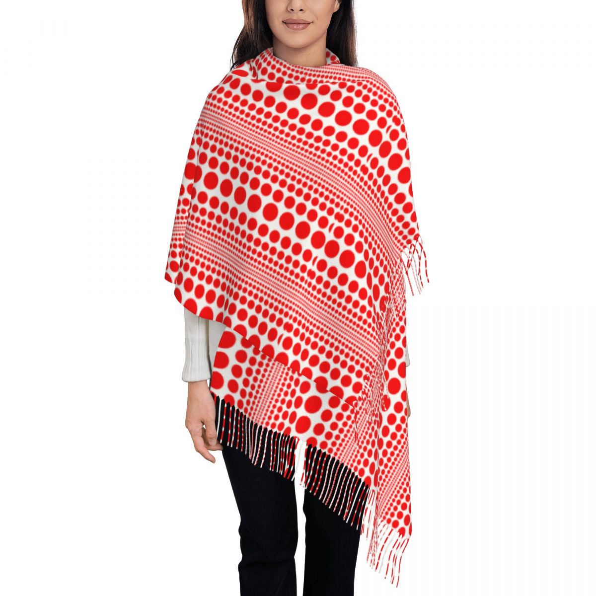 Bufanda de lunares rojos con d - Infinity Scarf Knit reseña y precio