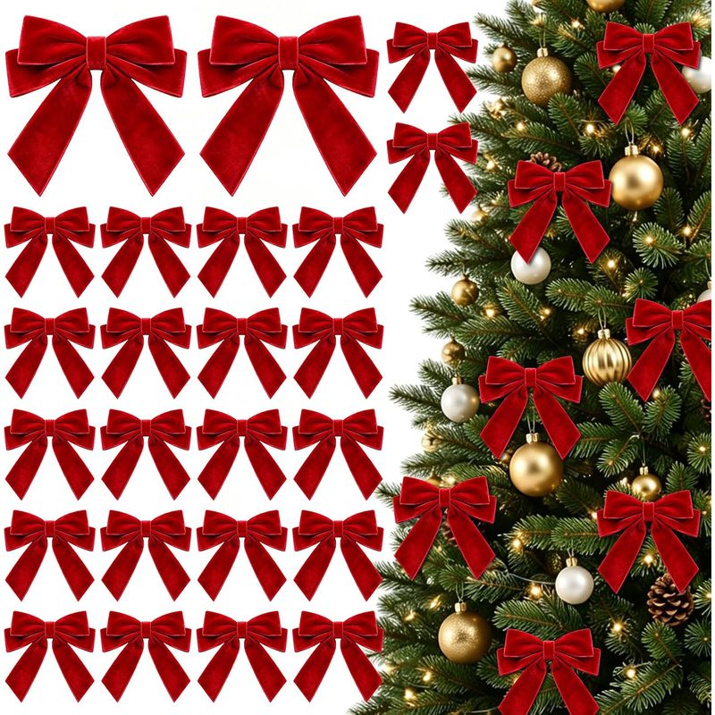 24 lazos de terciopelo rojo, y - Bow Tie Pre Tied reseña y precio